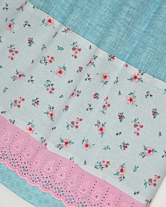 Cyan Blue Rida With Smart Floral Panel & Smart Lacing