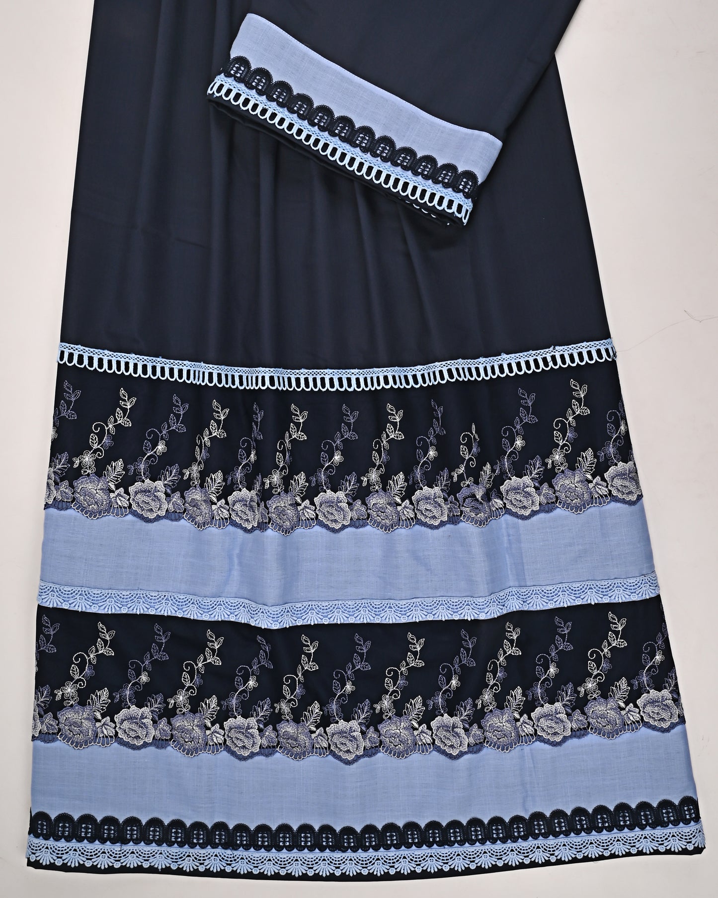 Navy Blue Rida With Smart Panel & Smart Floral Lace