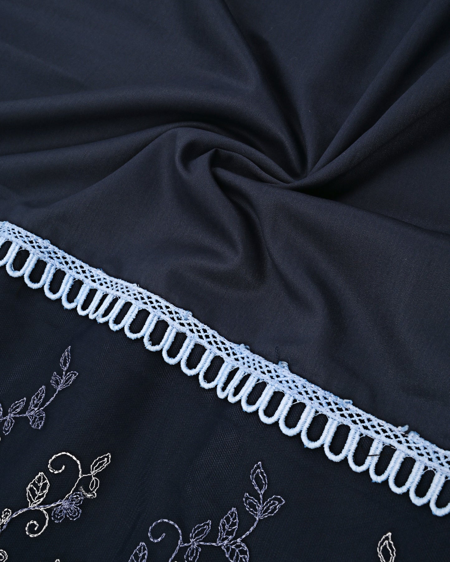 Navy Blue Rida With Smart Panel & Smart Floral Lace
