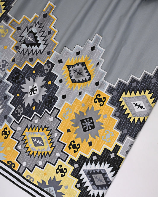 Slate Grey Rida With Smart Geometric Panel & Embroidery Highlighted-1550/-