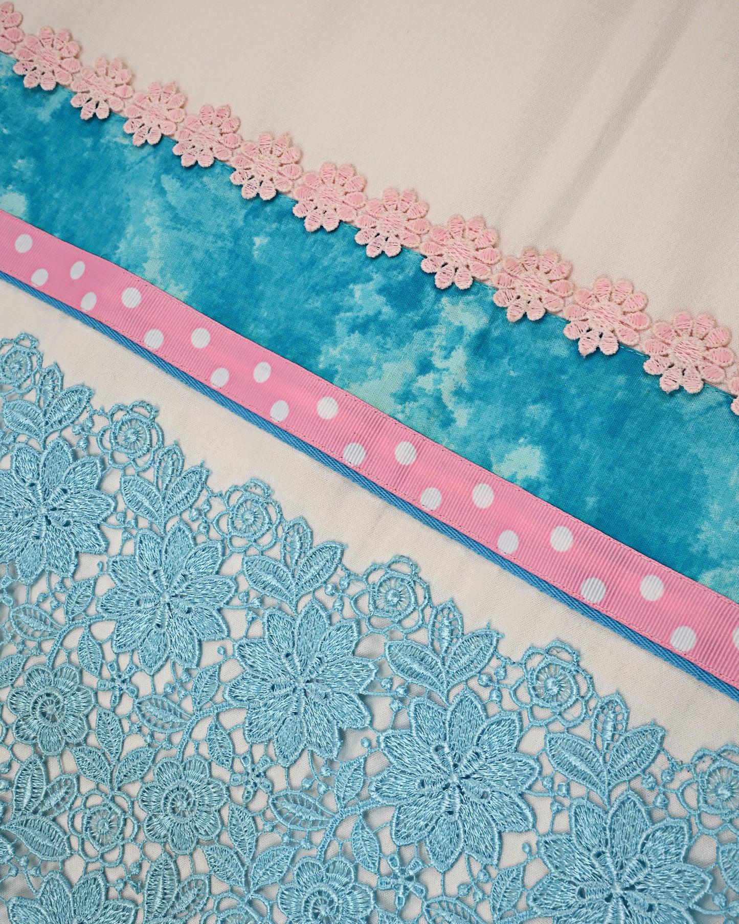 White Rida With Smart Blue Floral & Sequence Lace