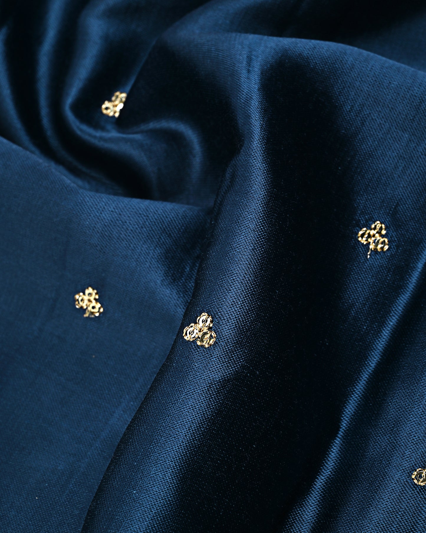 Navy Blue RCJ With Golden Lace & Floral Embroidery Work
