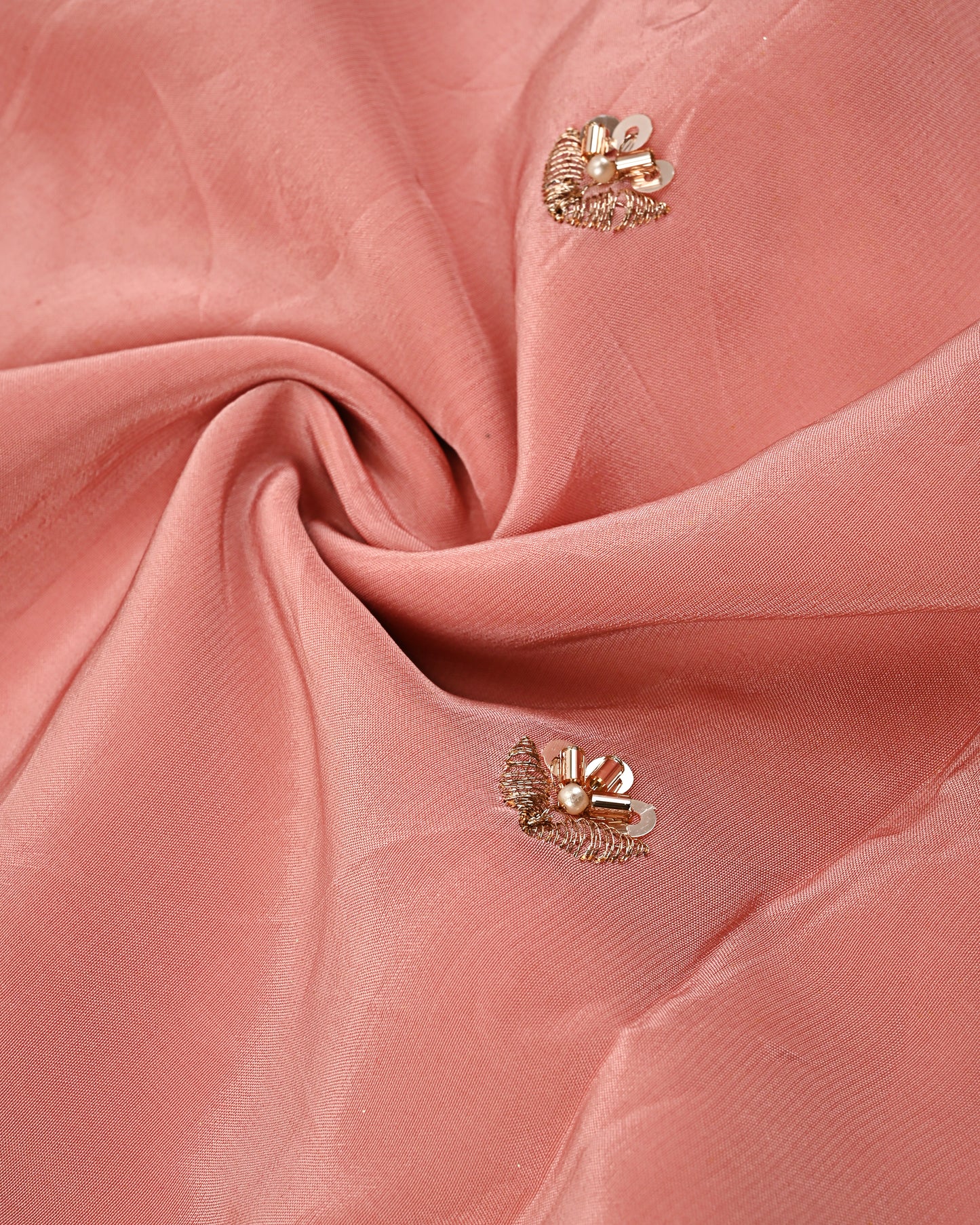 Carrot Pink RCJ With All Over Booties & Golden Heavy Work/Dupatta With Lace