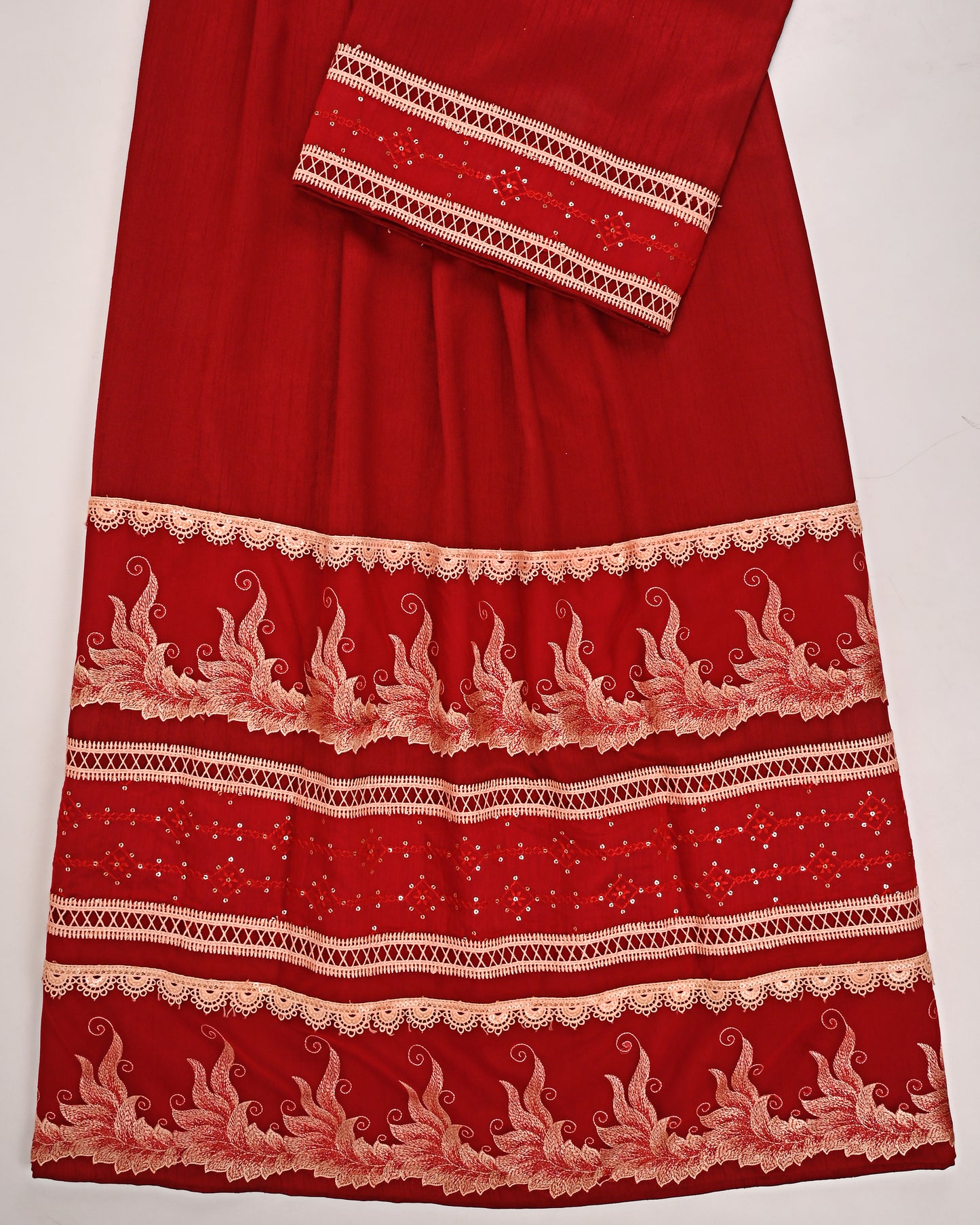 Red Rida With Smart Floral Lace & Smart Panel
