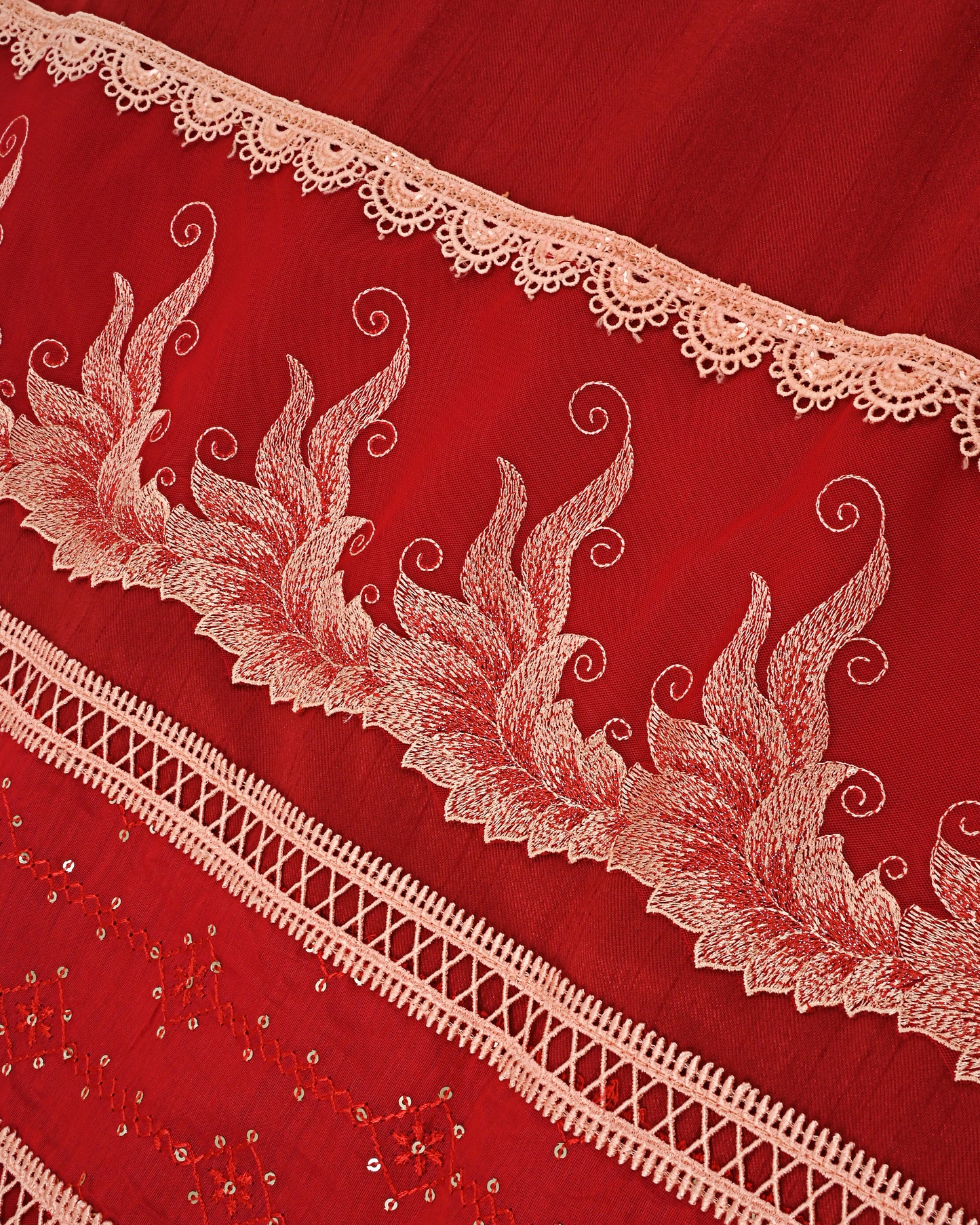 Red Rida With Smart Floral Lace & Smart Panel