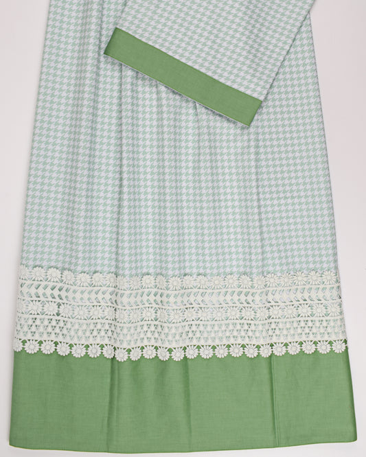 Light Green White Printed Rida With Smart Lace