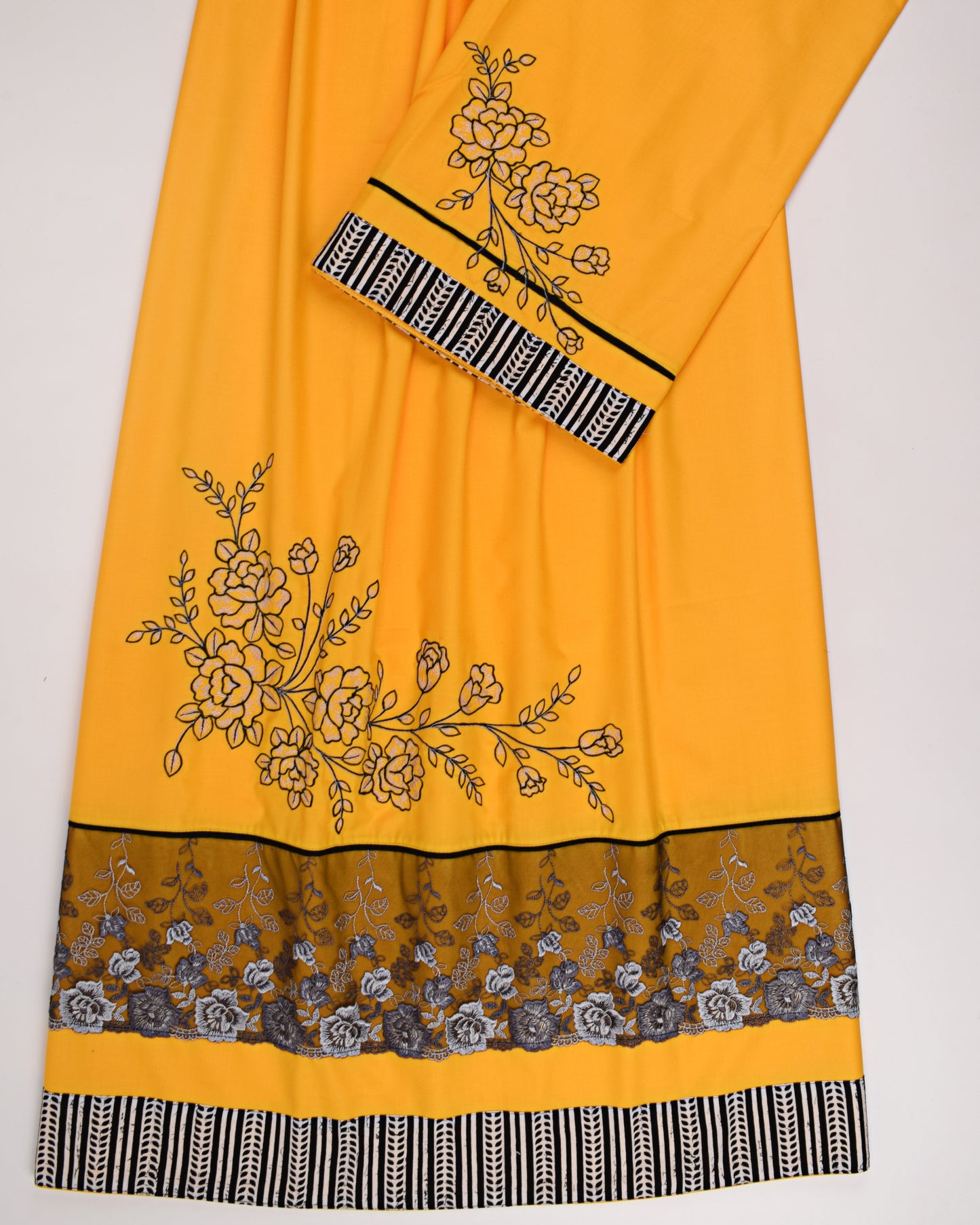 Mango Yellow Rida With Smart Lace & Smart Embriodery Work