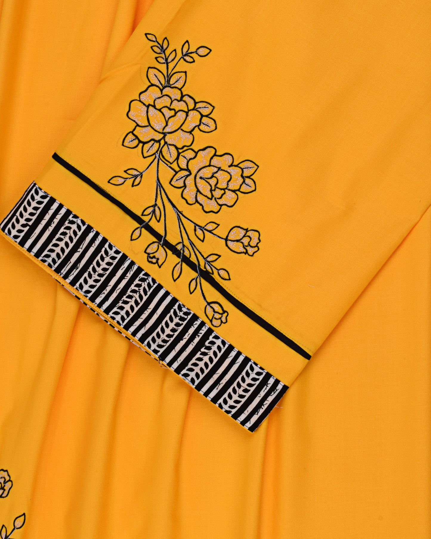 Mango Yellow Rida With Smart Lace & Smart Embriodery Work