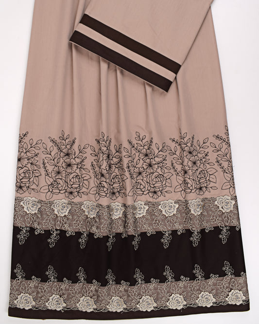Khaki Rida With Smart Lace, Panel & Beautiful Embroidery