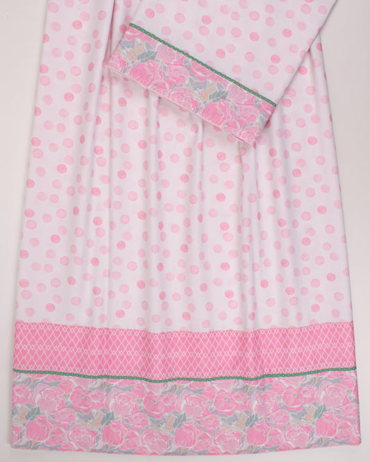 White Base Pink Polka Dots Rida With Smart Floral Panel