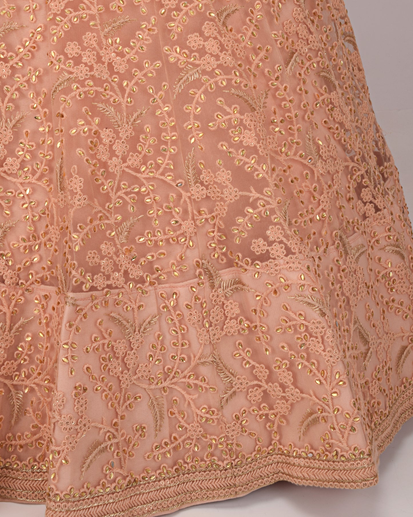 Peach Bridal Jodi With With Full Net Peice & Matching Dupatta
