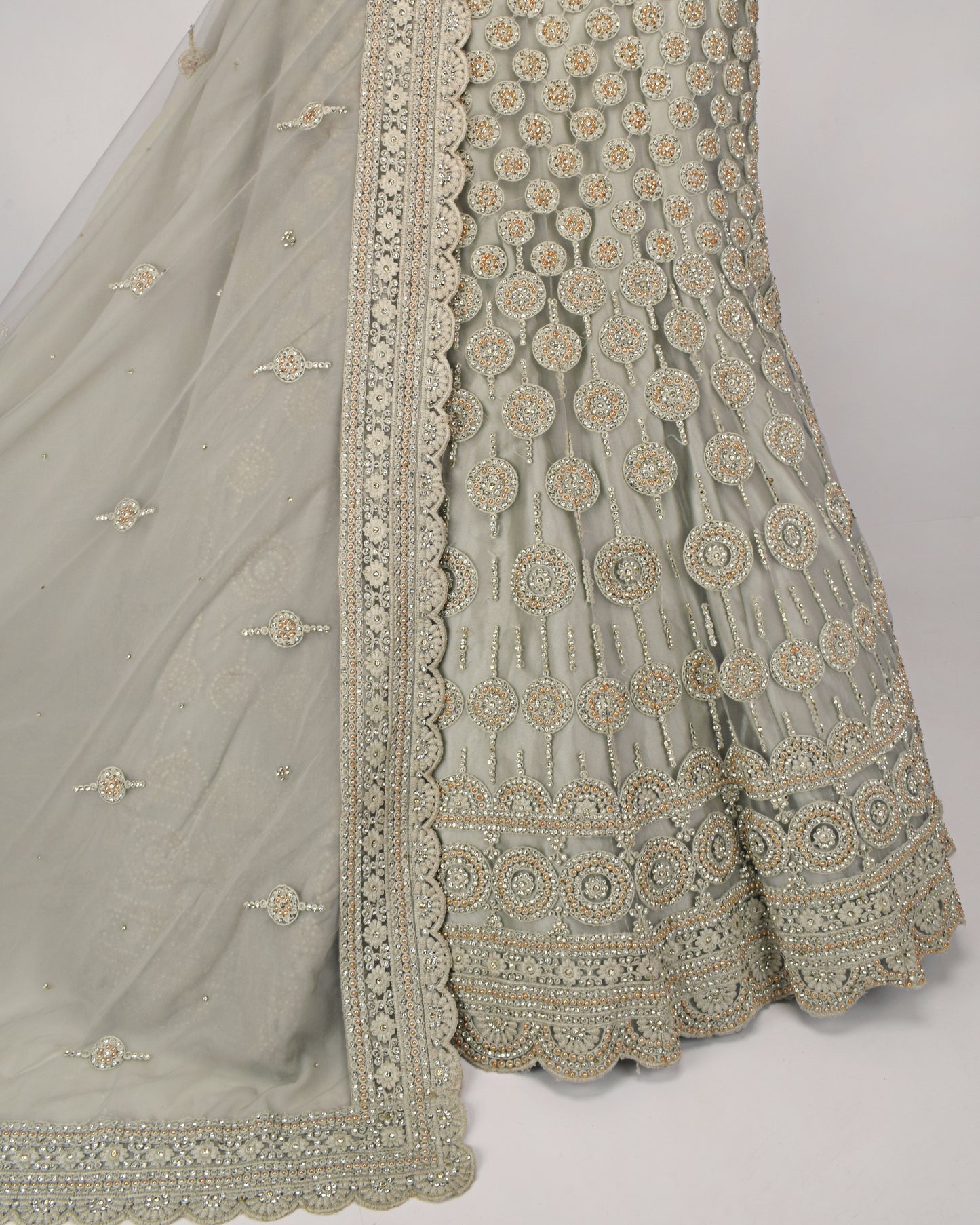 Silver Bridal Jodi With Full Golden Moti Work & Matching Dupatta With Border