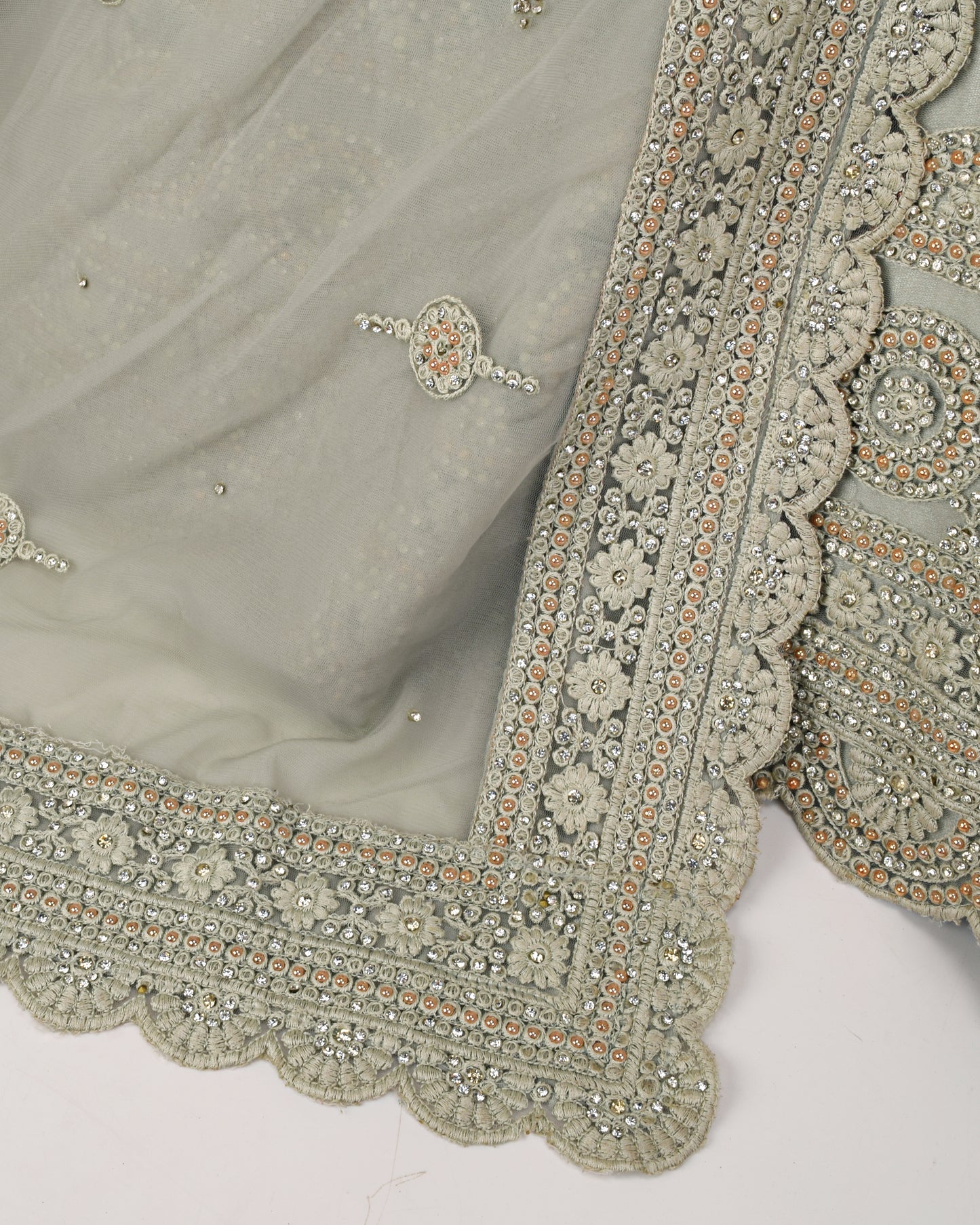 Silver Bridal Jodi With Full Golden Moti Work & Matching Dupatta With Border