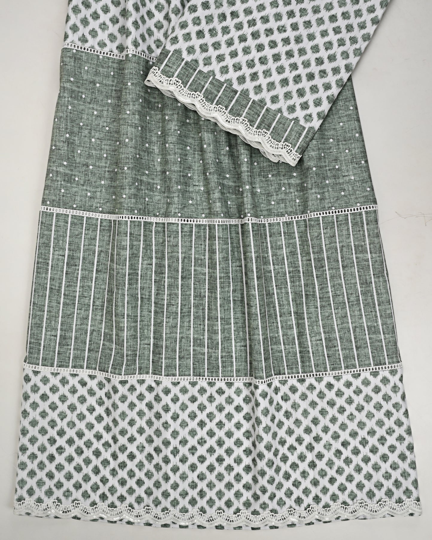 Mehndi Green Rida With Smart Printed Panel