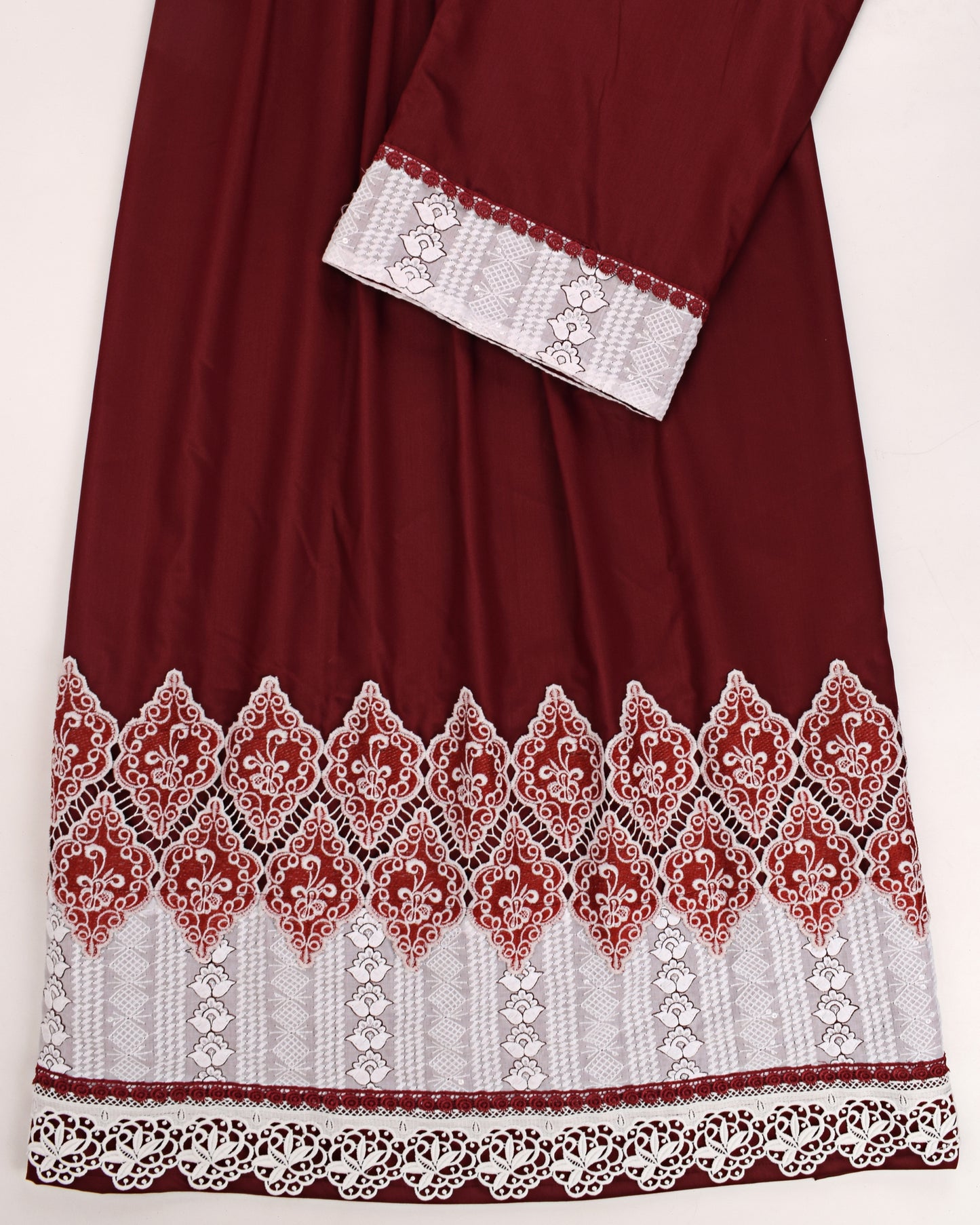 Blood Red Rida With Heavy Look Floral Lace