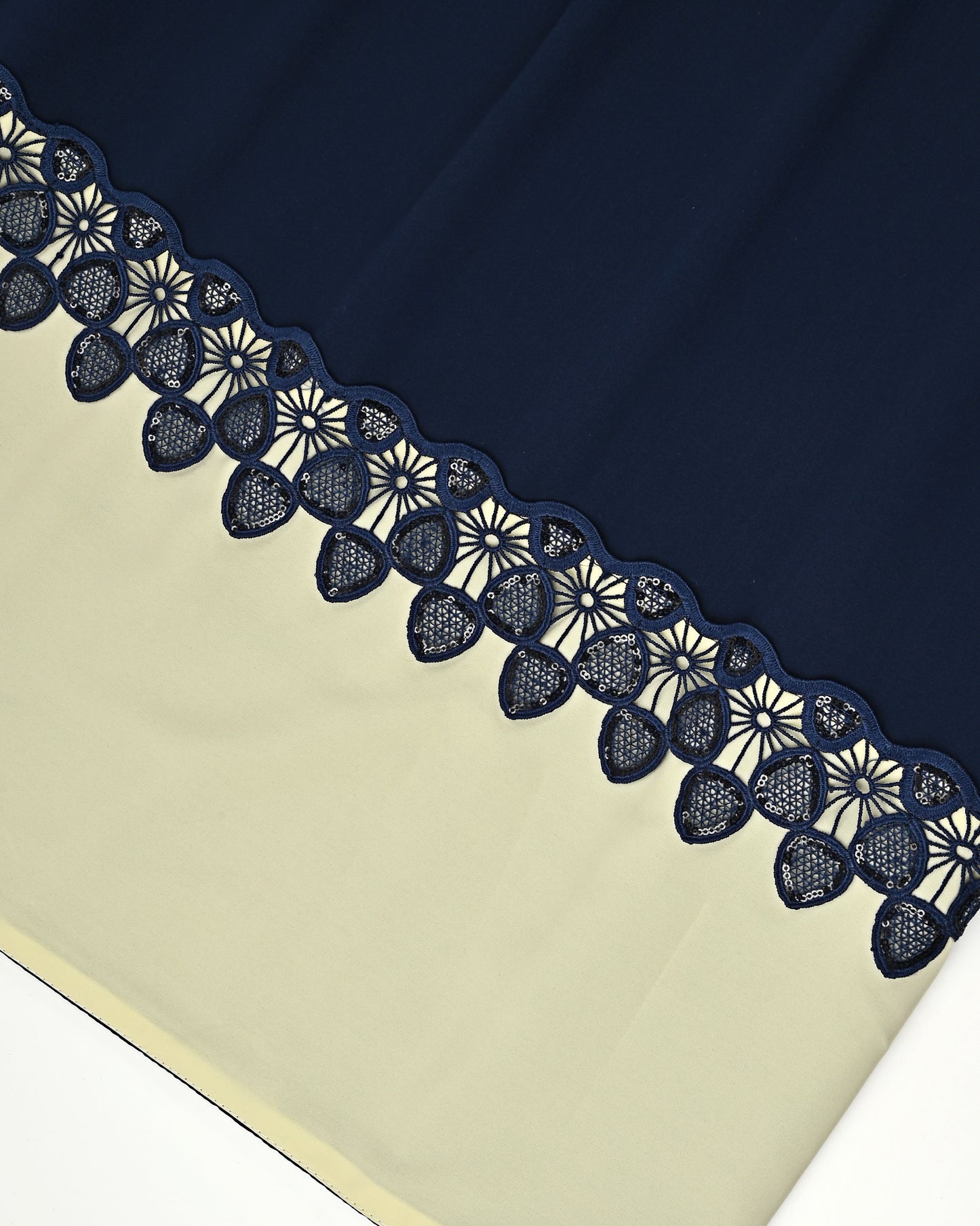 Navy Blue Abaya Rida With Cream Abaya Panel
