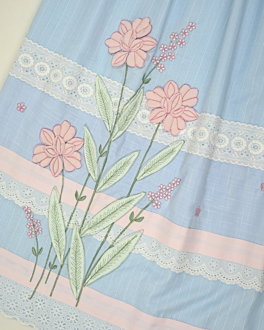 Light Blue Lining Rida With Smart Lacing & Floral Work