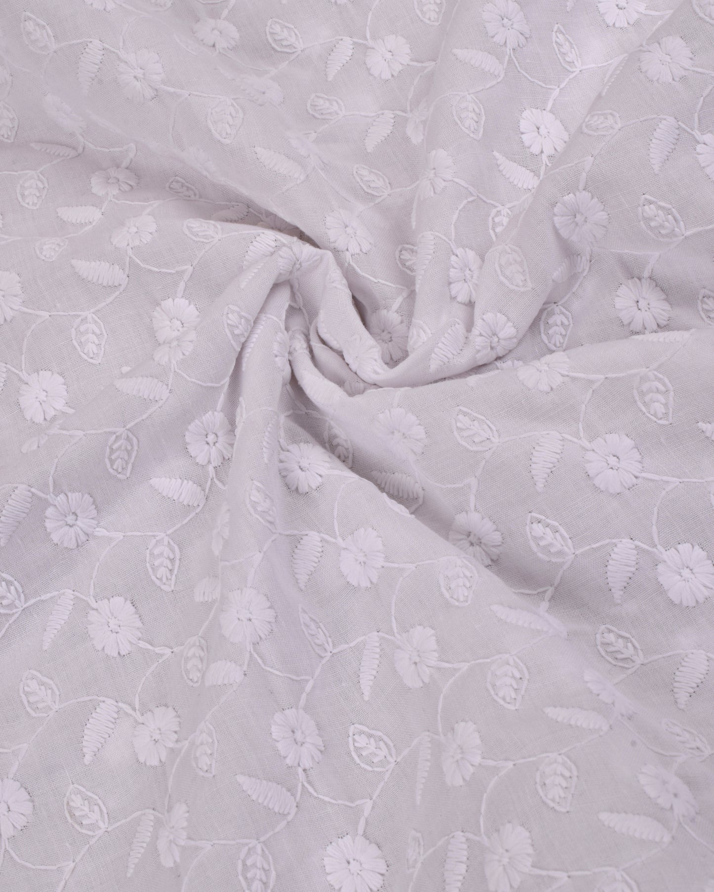 White Heavy Material With Floral Work & Smart Lace