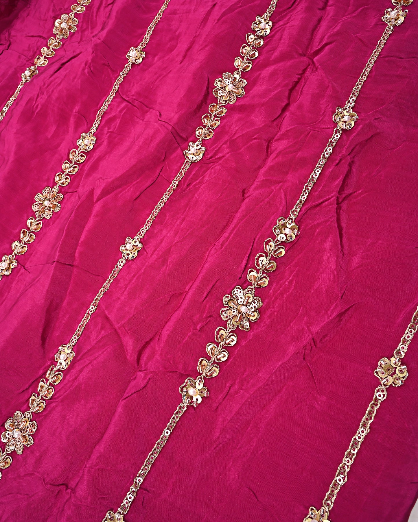 Hot Pink RCJ With Smart Standing Floral Golden Heavy Look Work/Dupatta With All Over