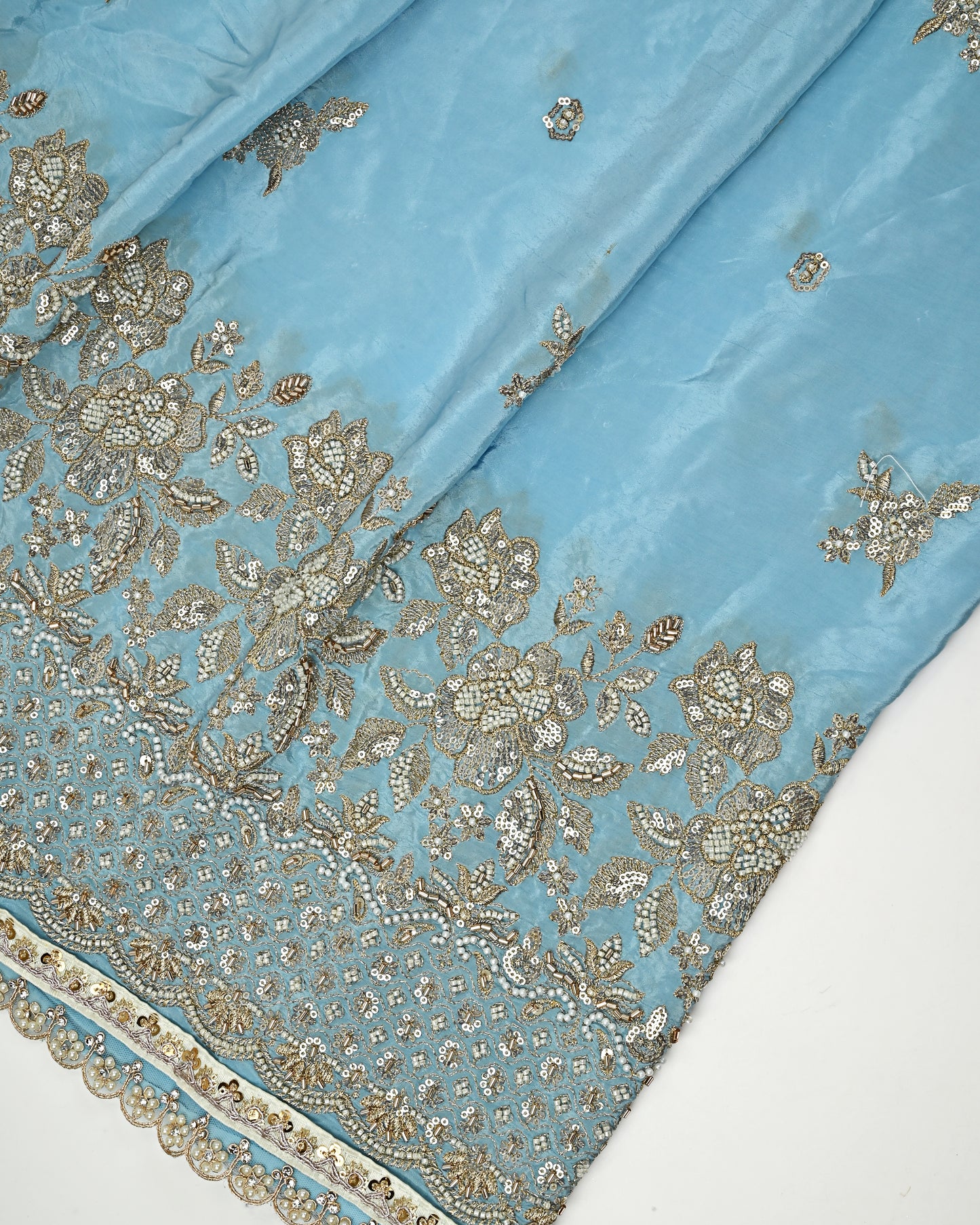 Sky Blue RCJ With All Over Booties & Heavy Look Floral Golden Work