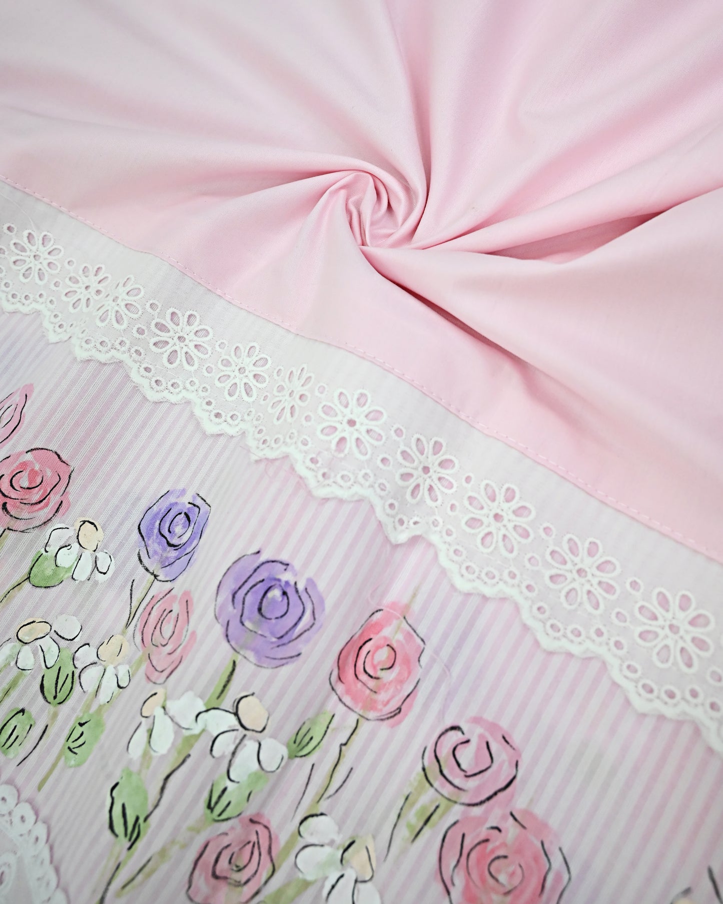 Baby Pink Rida With Smart Panel Floral Hand Painting & Smart Lacing