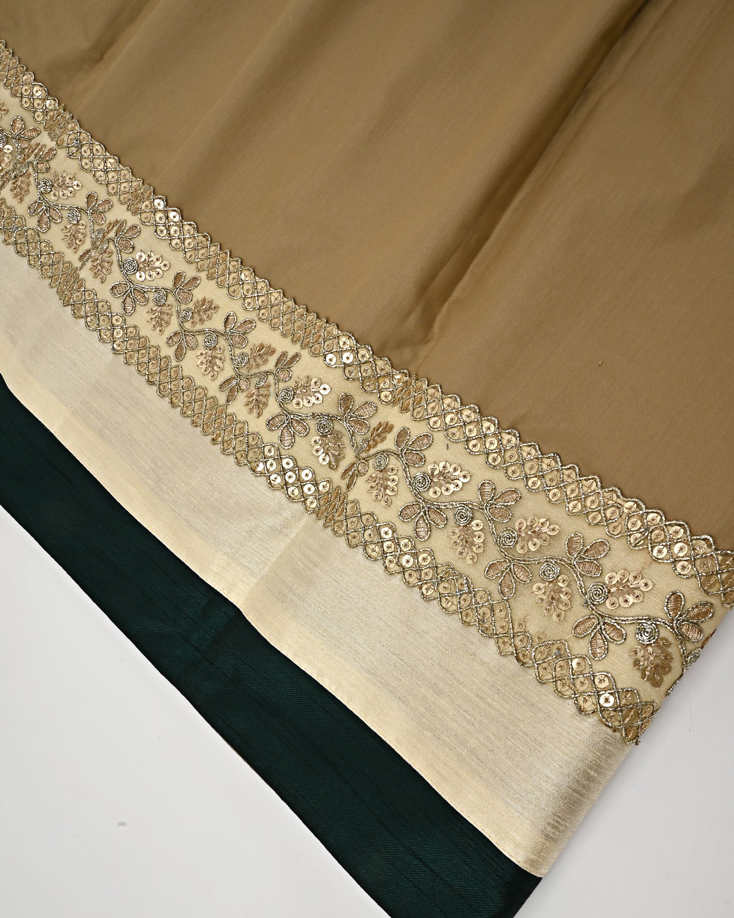 Khaki Rida With Golden Lace & Smart Panel