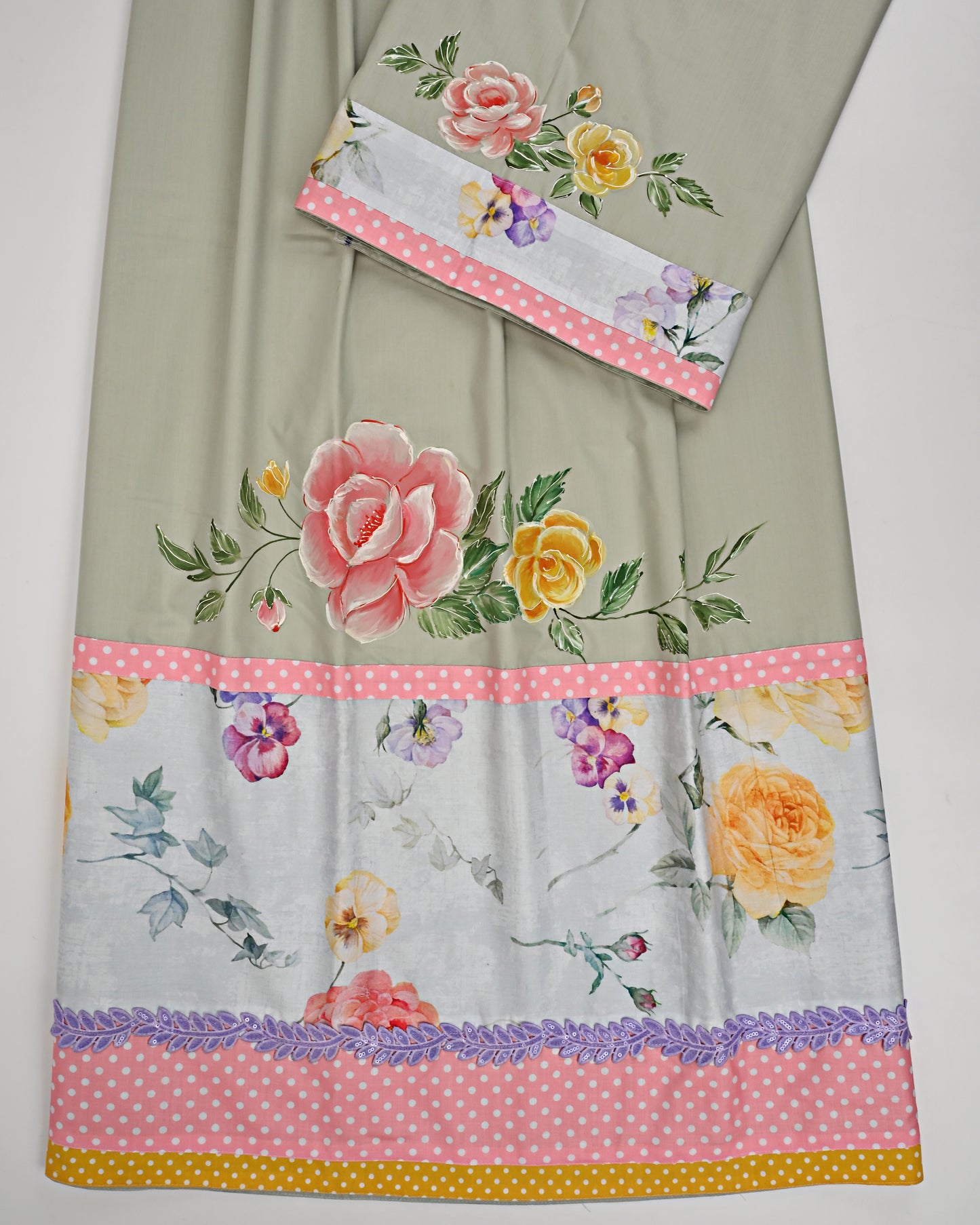 Hazelnut Rida With Smart Floral Panel & Floral Painting Work