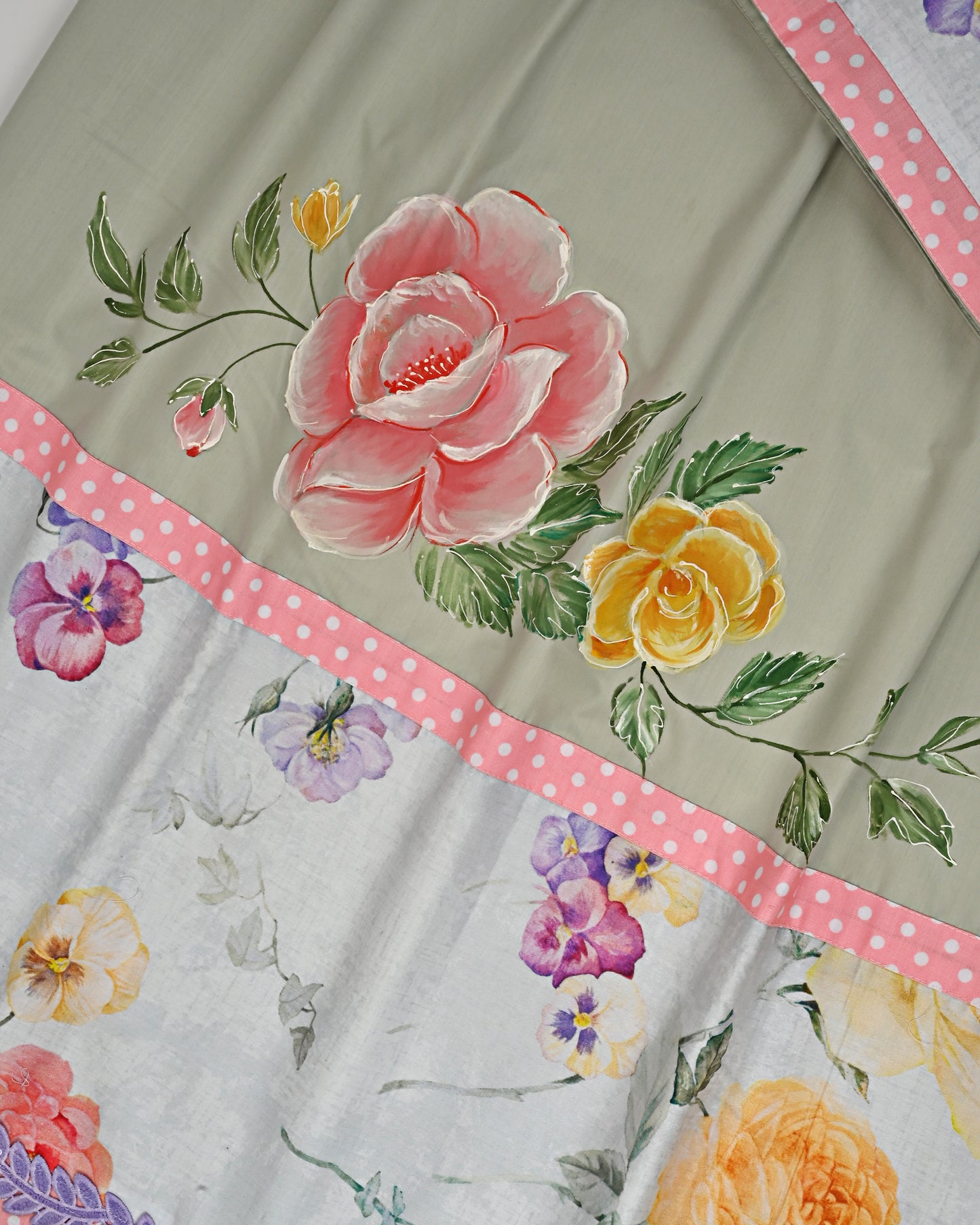 Hazelnut Rida With Smart Floral Panel & Floral Painting Work