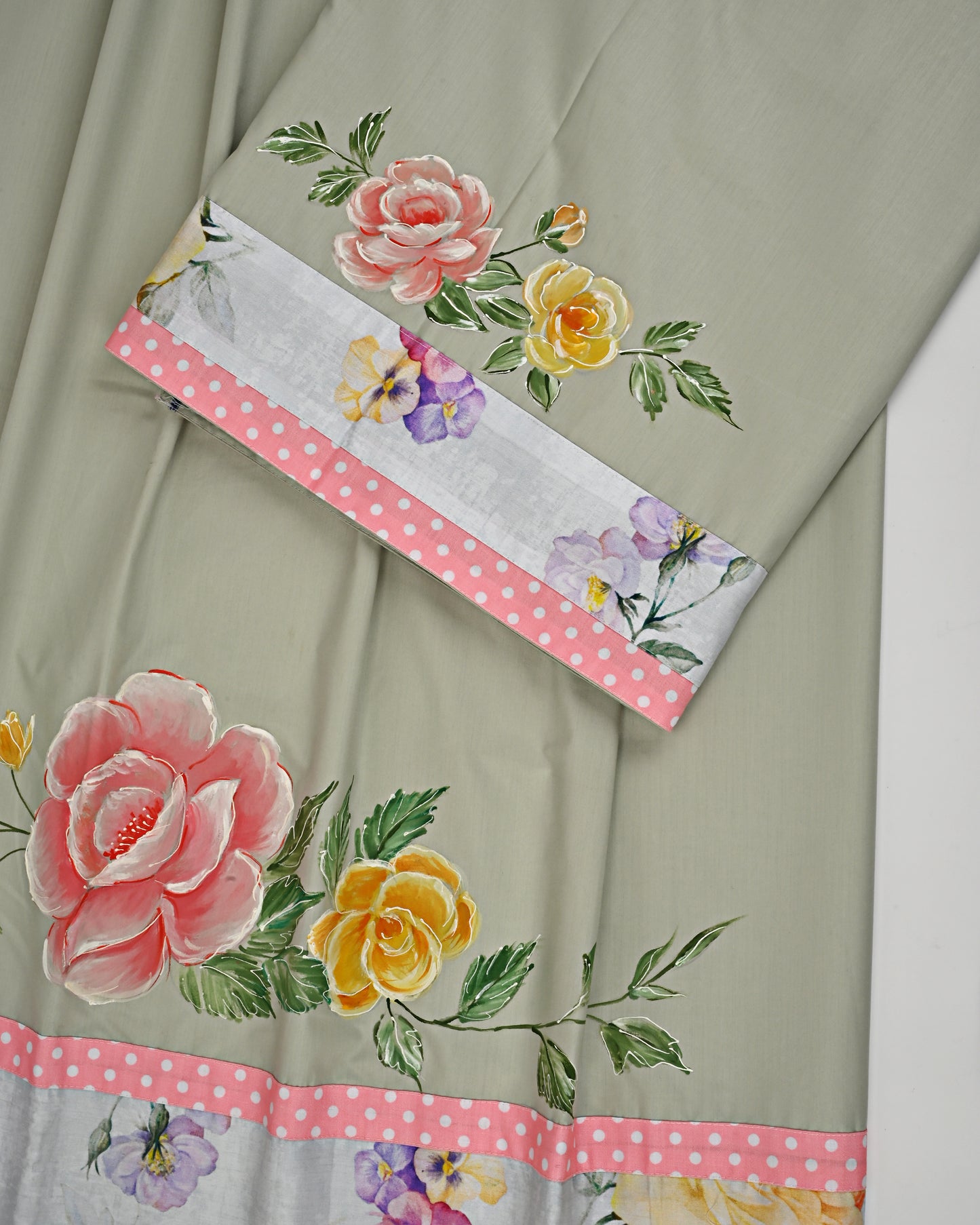 Hazelnut Rida With Smart Floral Panel & Floral Painting Work