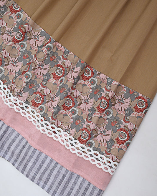 Caramel Brown Rida With Smart Floral Panel & Smart Lace
