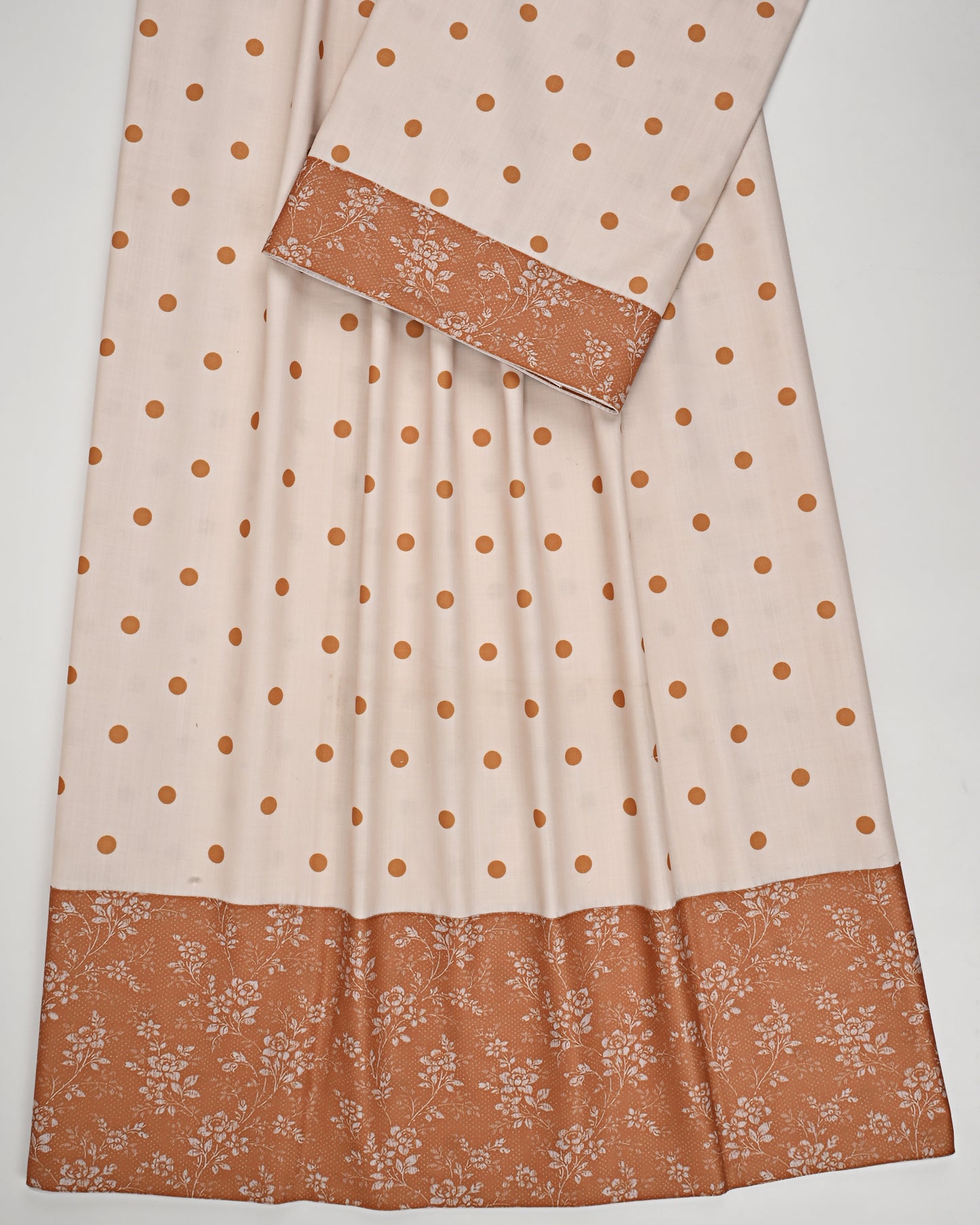 Cream Golden Dots Rida With Floral Panel