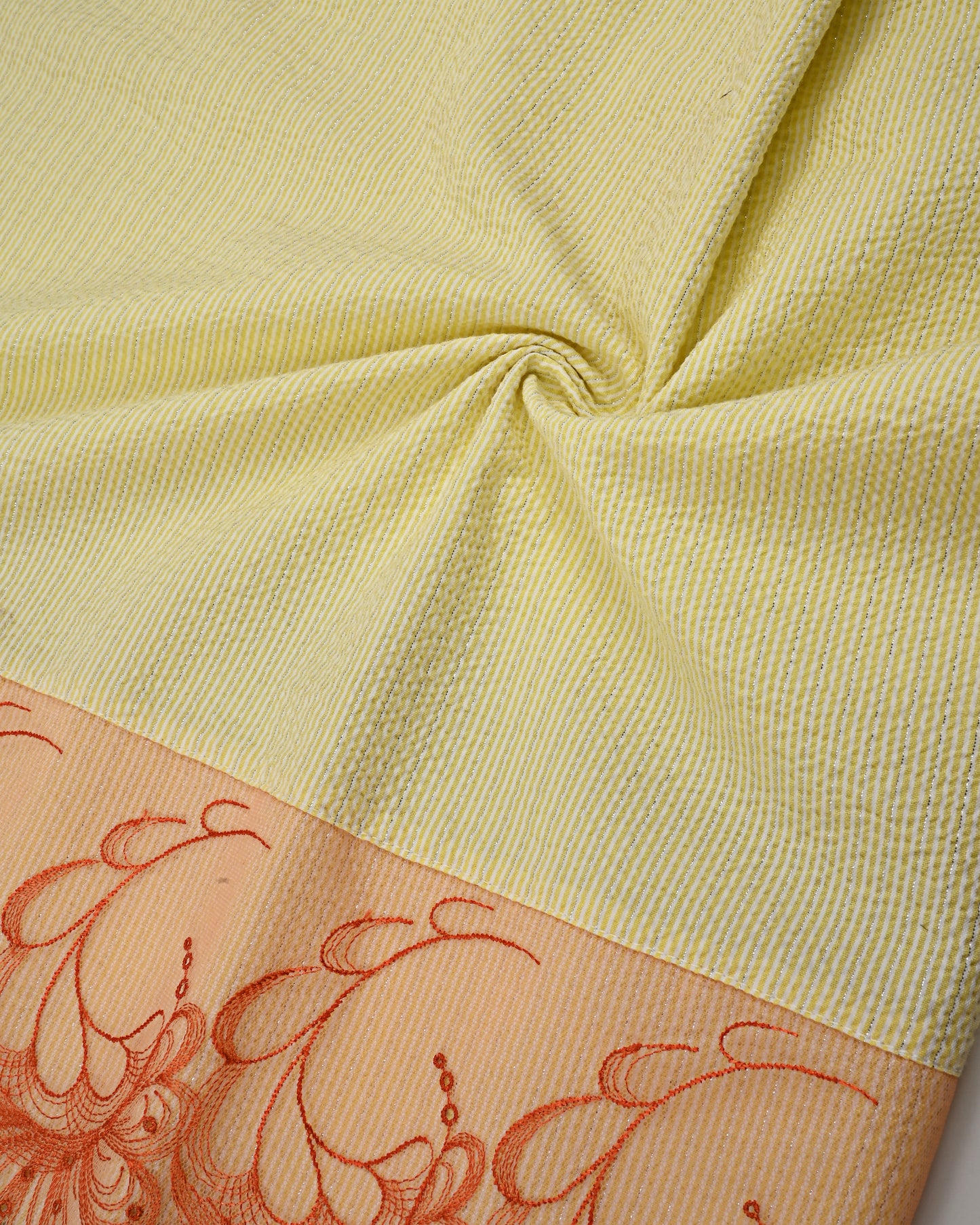 Lemon Yellow Popcorn Rida With Smart Lace & Smart Floral Work