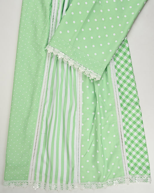 Light Green Rida With Different Design & Fancy Pattern