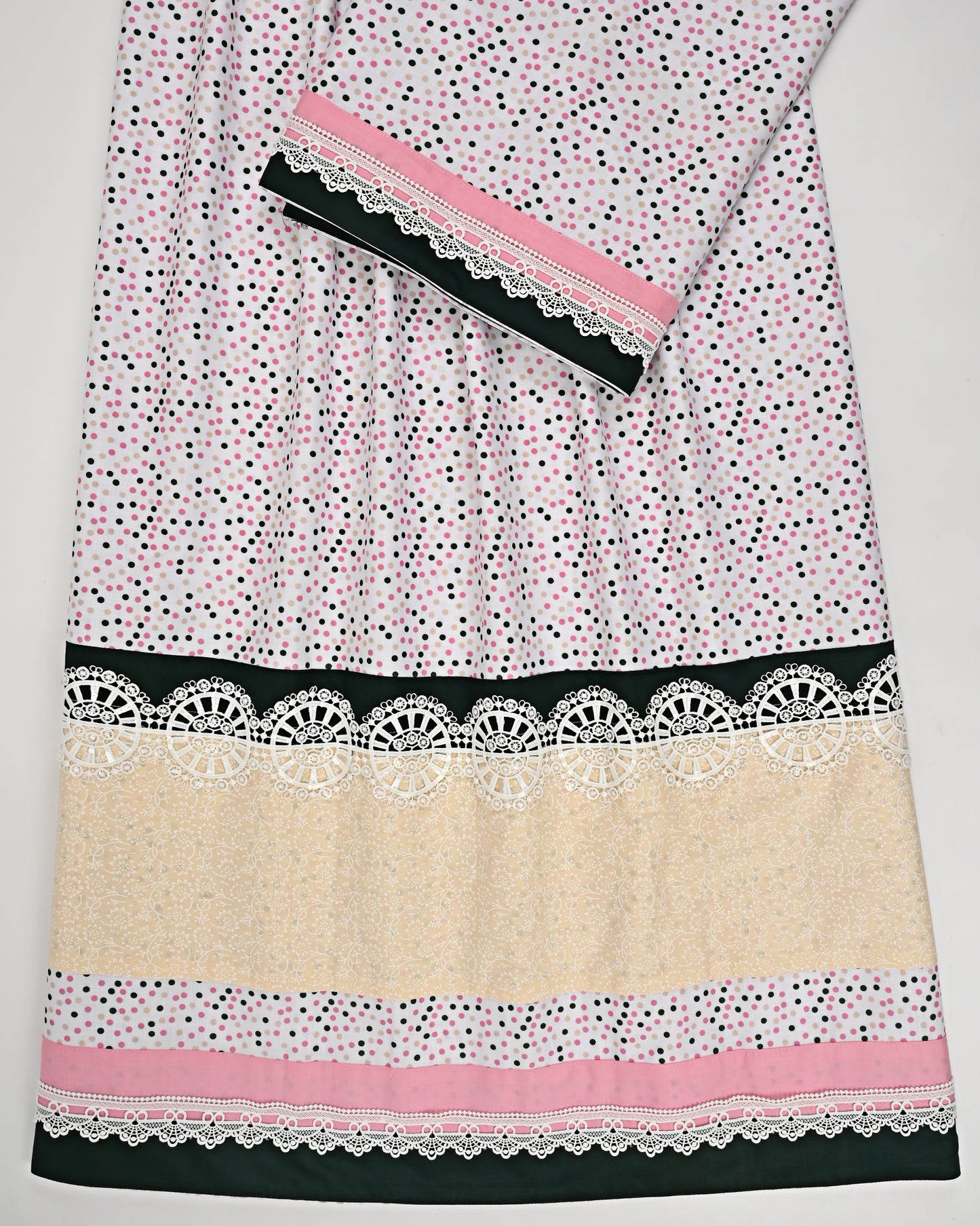 Multi Dots Print Rida With Self Printed Panel & Smart Lace
