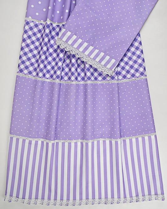 Purple Dots Checks Stripes Rida With Fancy & Smart Pattern