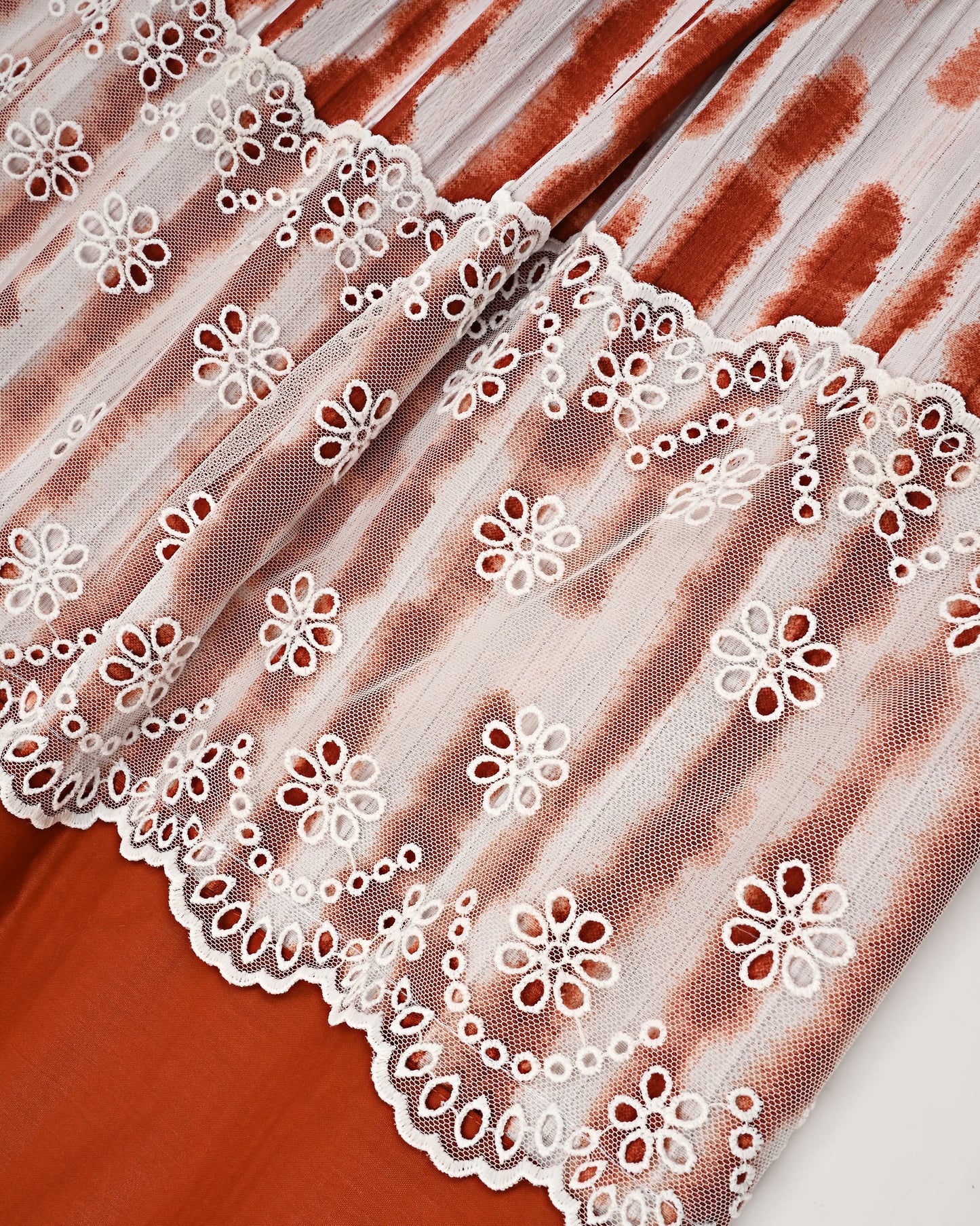 Orange White Stripes Rida With Smart Panel & Lace