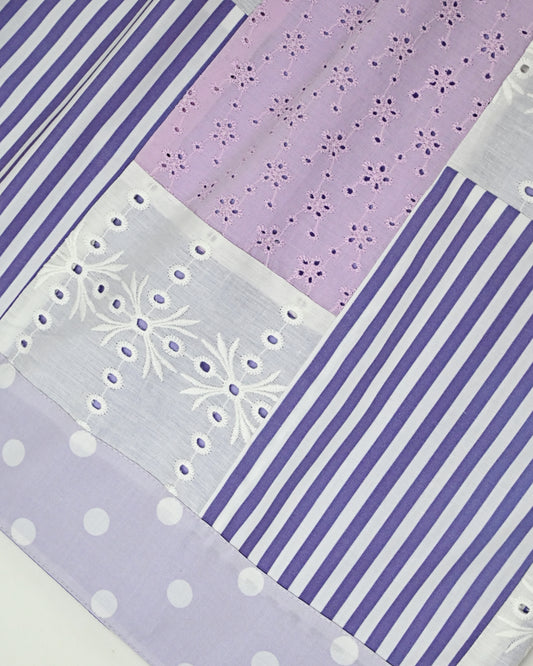 Lilac Rida With Smart Box Pattern Panel & Floral Lace