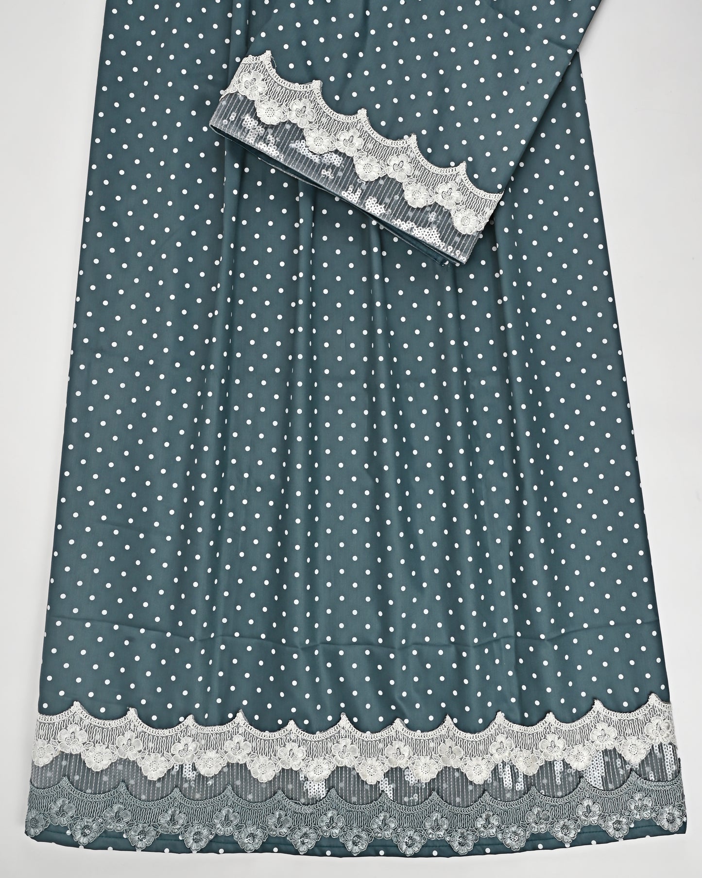 Teal Blue Dots Rida With Smart Sequence Lace