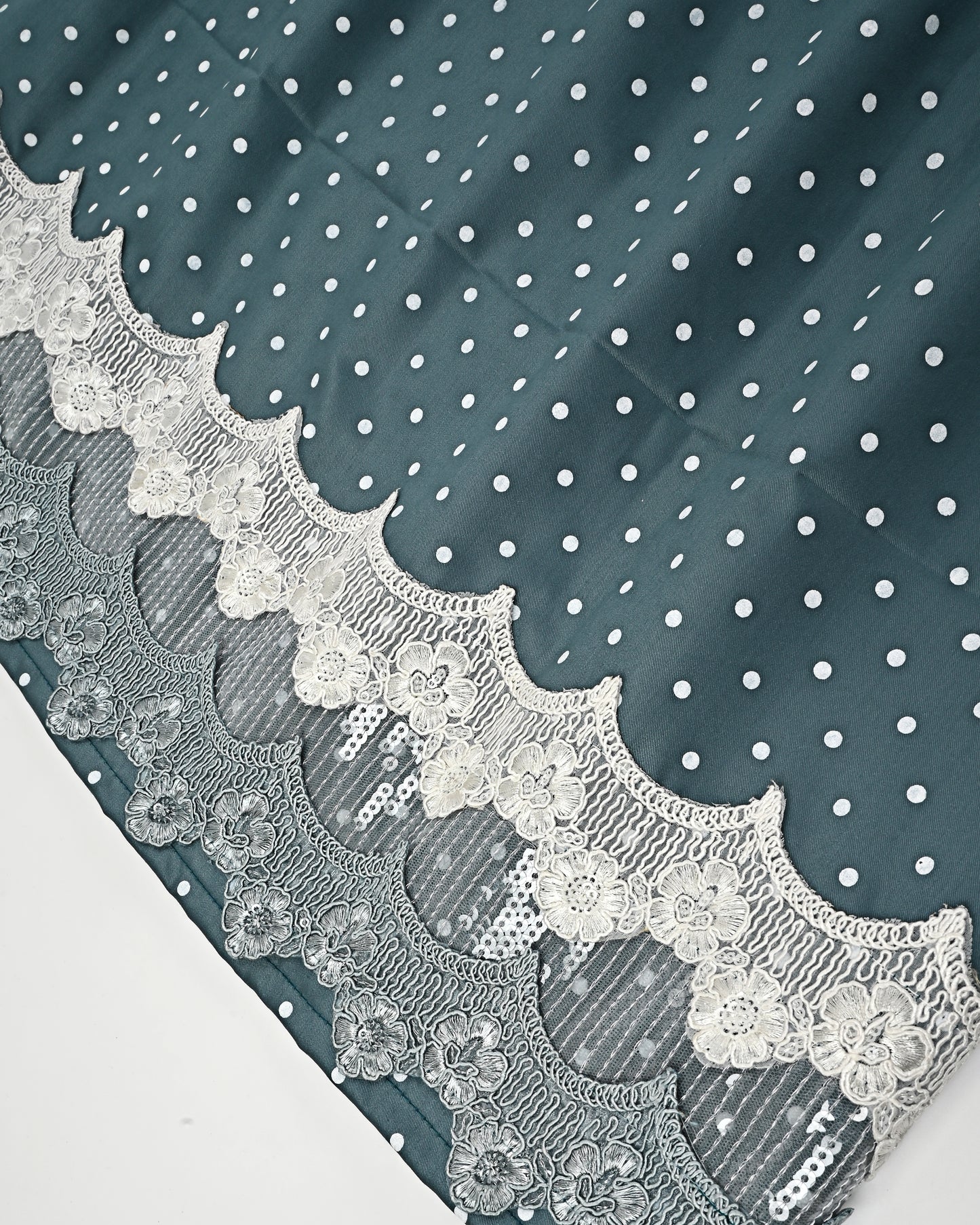 Teal Blue Dots Rida With Smart Sequence Lace