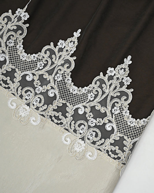 Carob Brown Rida With Smart Imported Lace & Smart Plain Panel