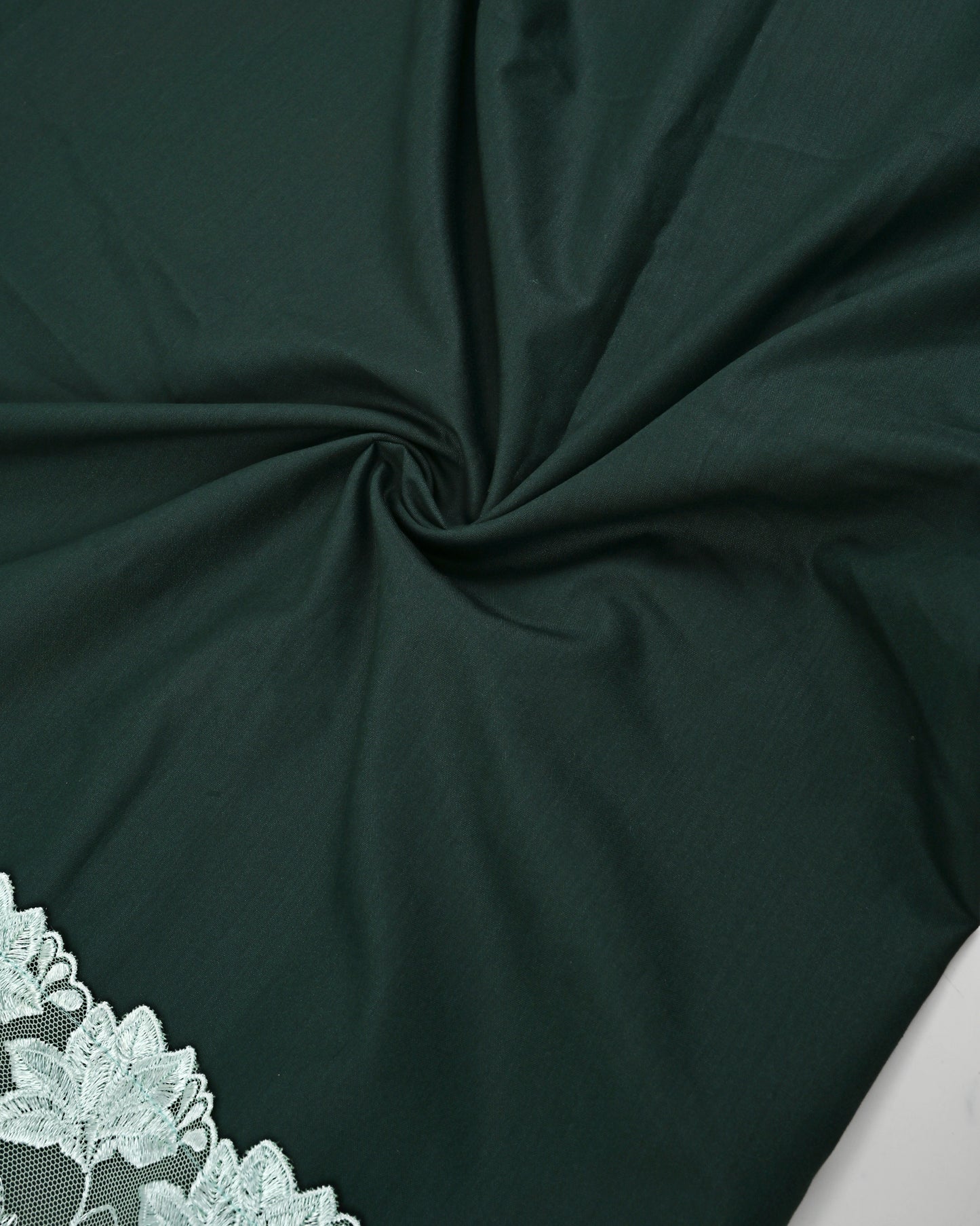 Dark Green Rida With Smart Floral Panel & Floral Lace