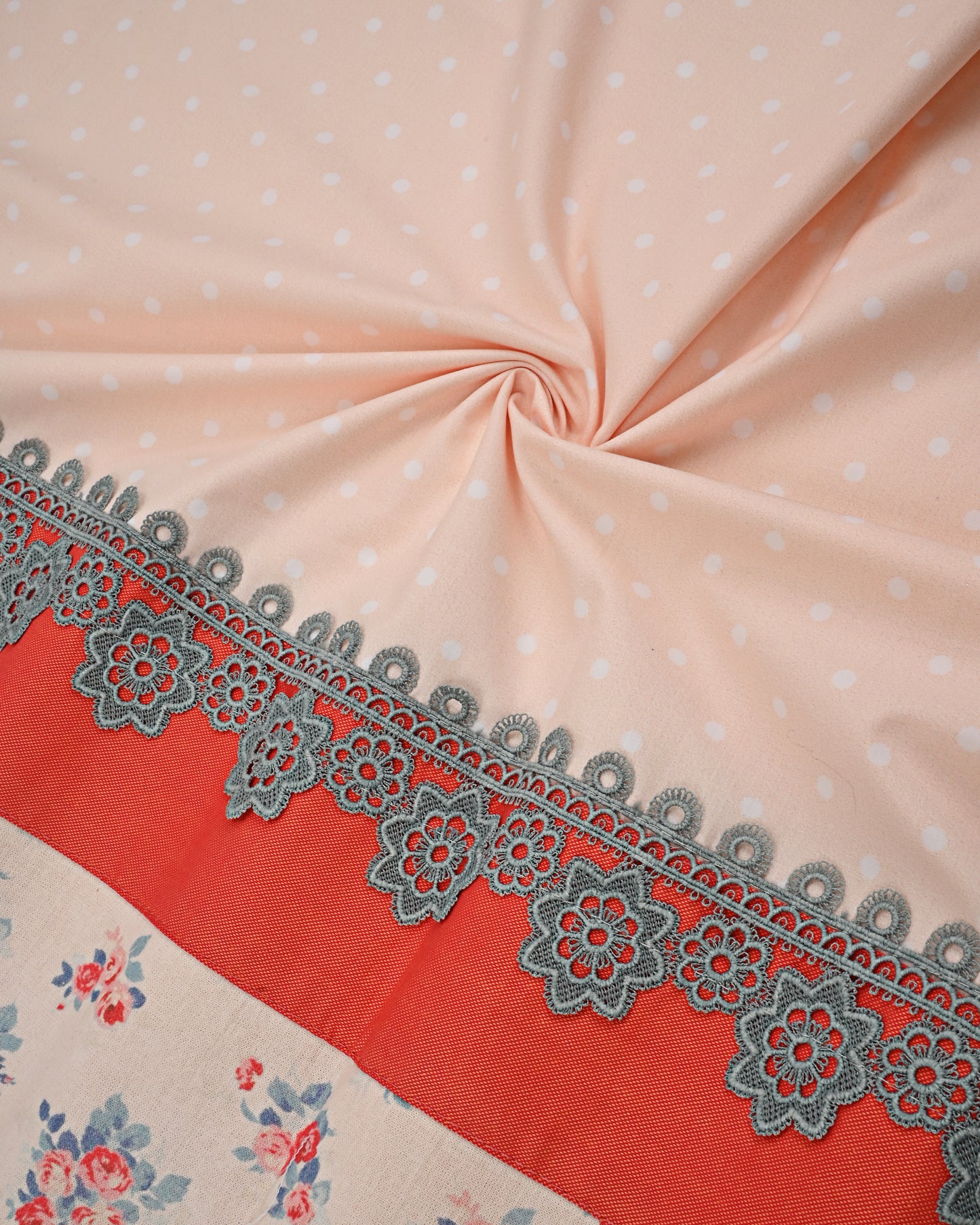 Peach White Dots Rida With Smart Floral Panel & Smart Lacing