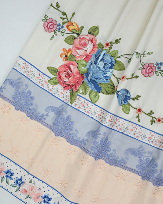 White Rida With Floral Panel Floral Lace & Multi Floral Applique Embroidery Work