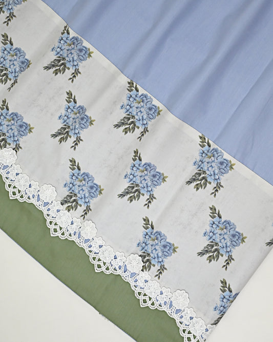 Ice Blue Rida With Smart Floral Print Panel & Lite Lacing