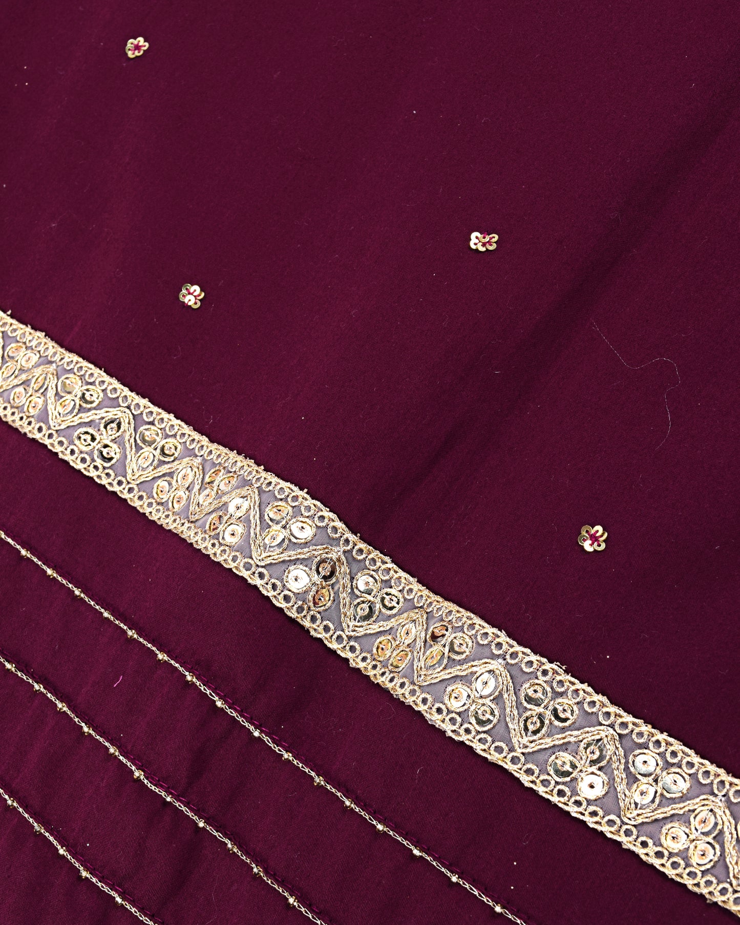 Dark Maroon Rida Cum Jodi With Aari Work All Over Border