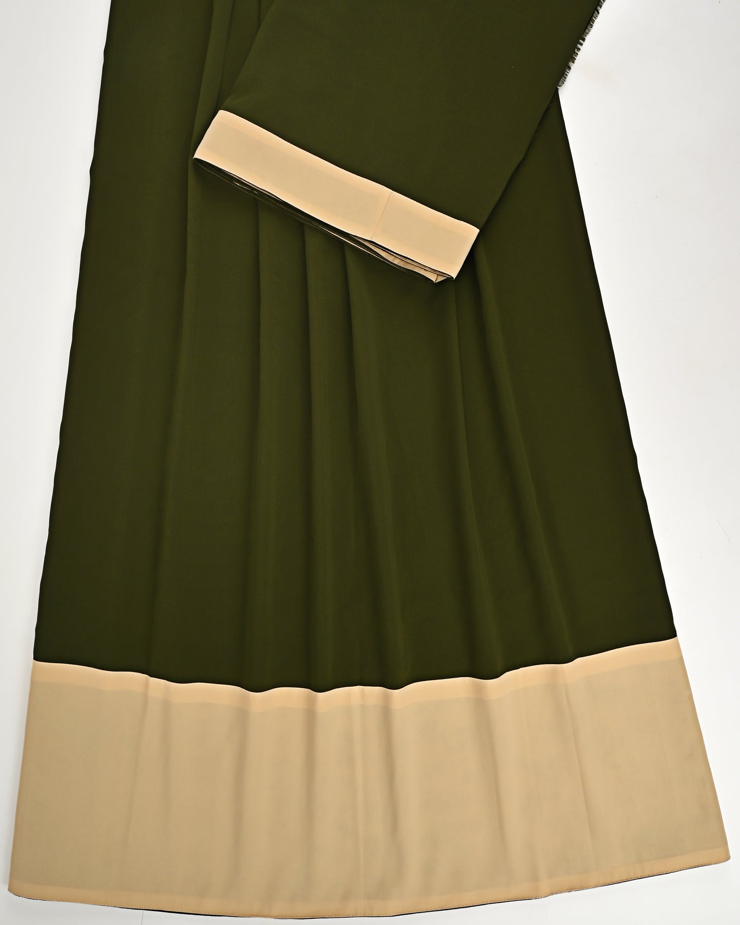 Dark Green Abaya Rida With Smart Beige Abaya Panel