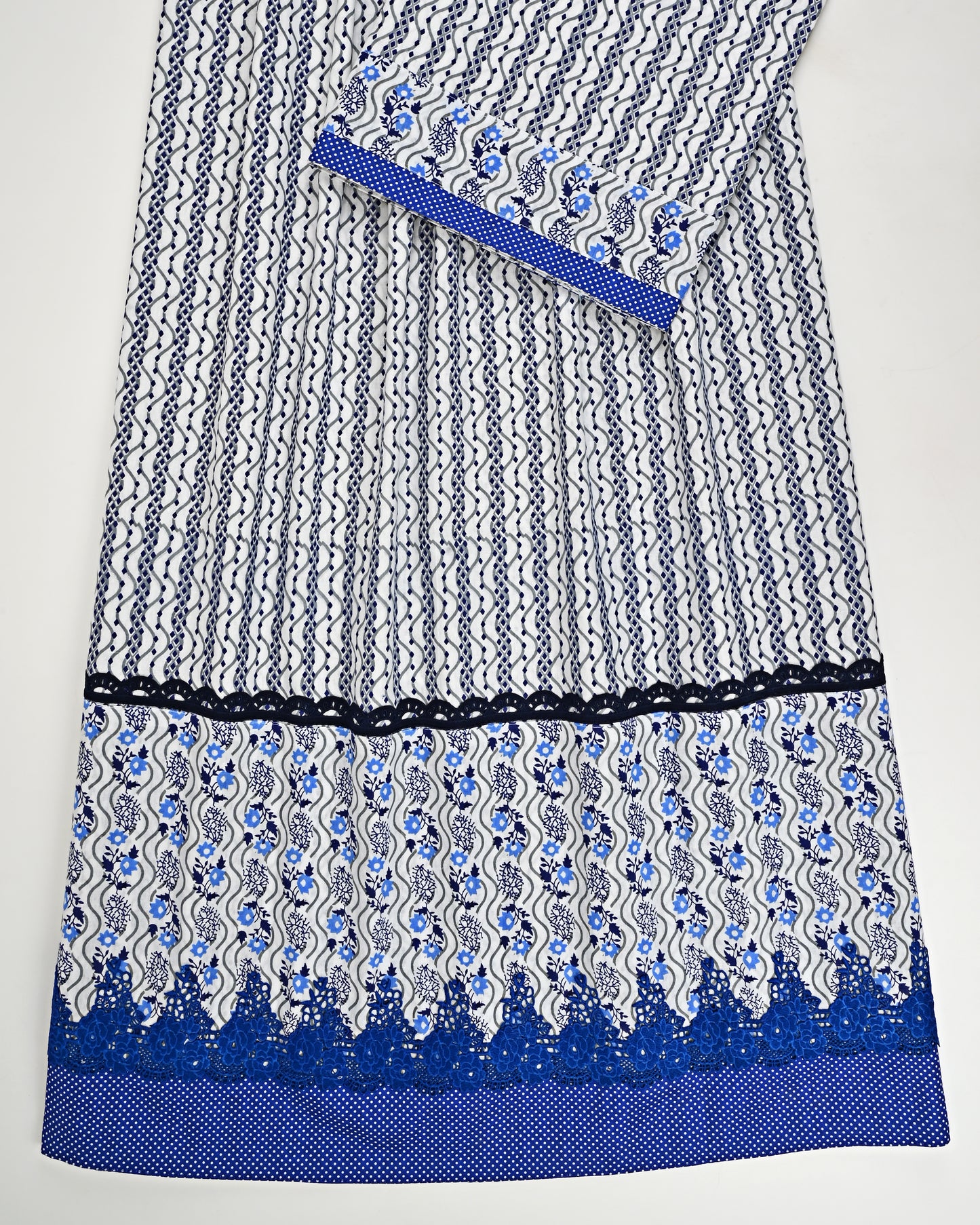 White Base Batik Rida With Smart Batik Panel & Lacing-1100/-