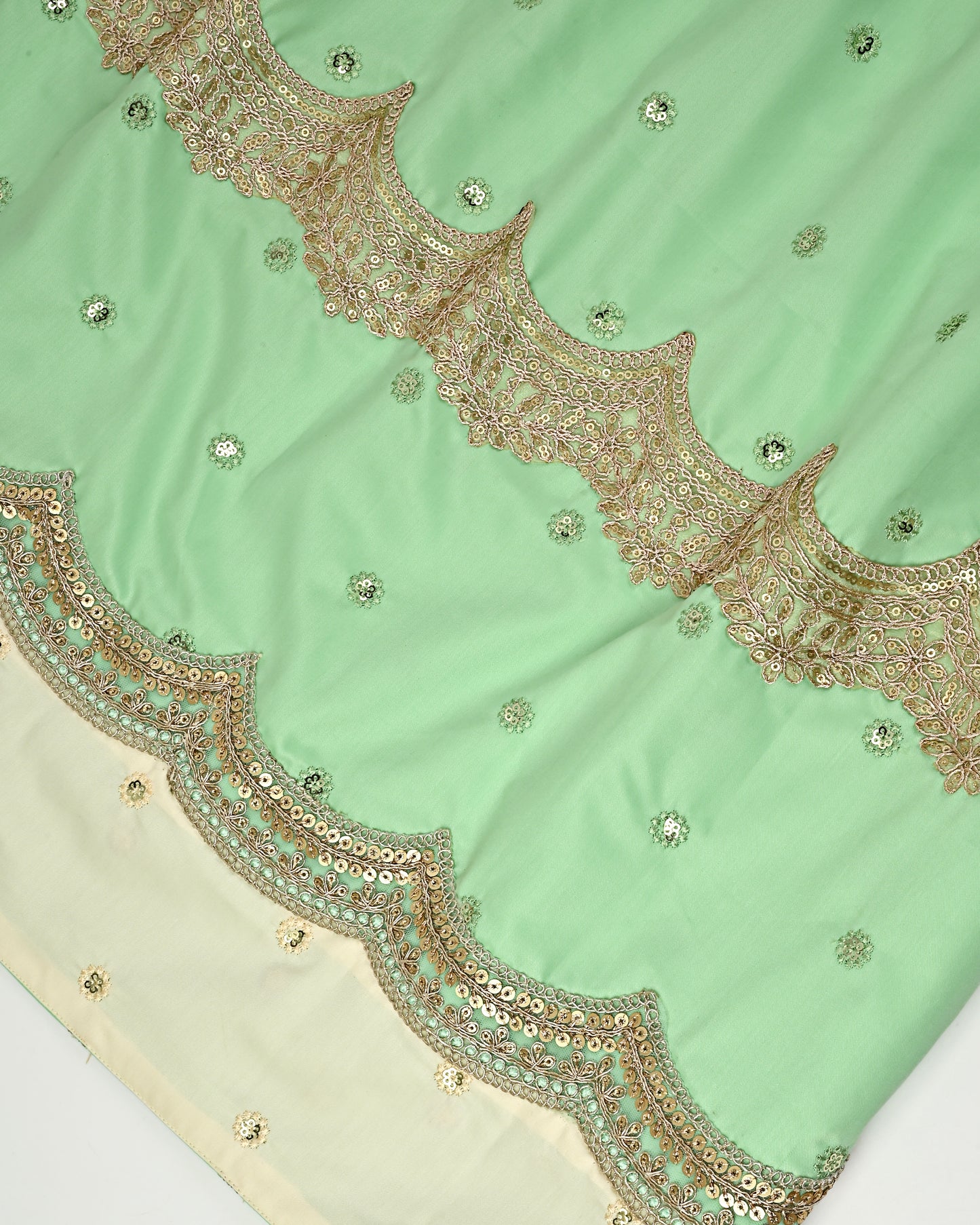 Green Booties Rida With Golden Lace & Cream Booties Panel