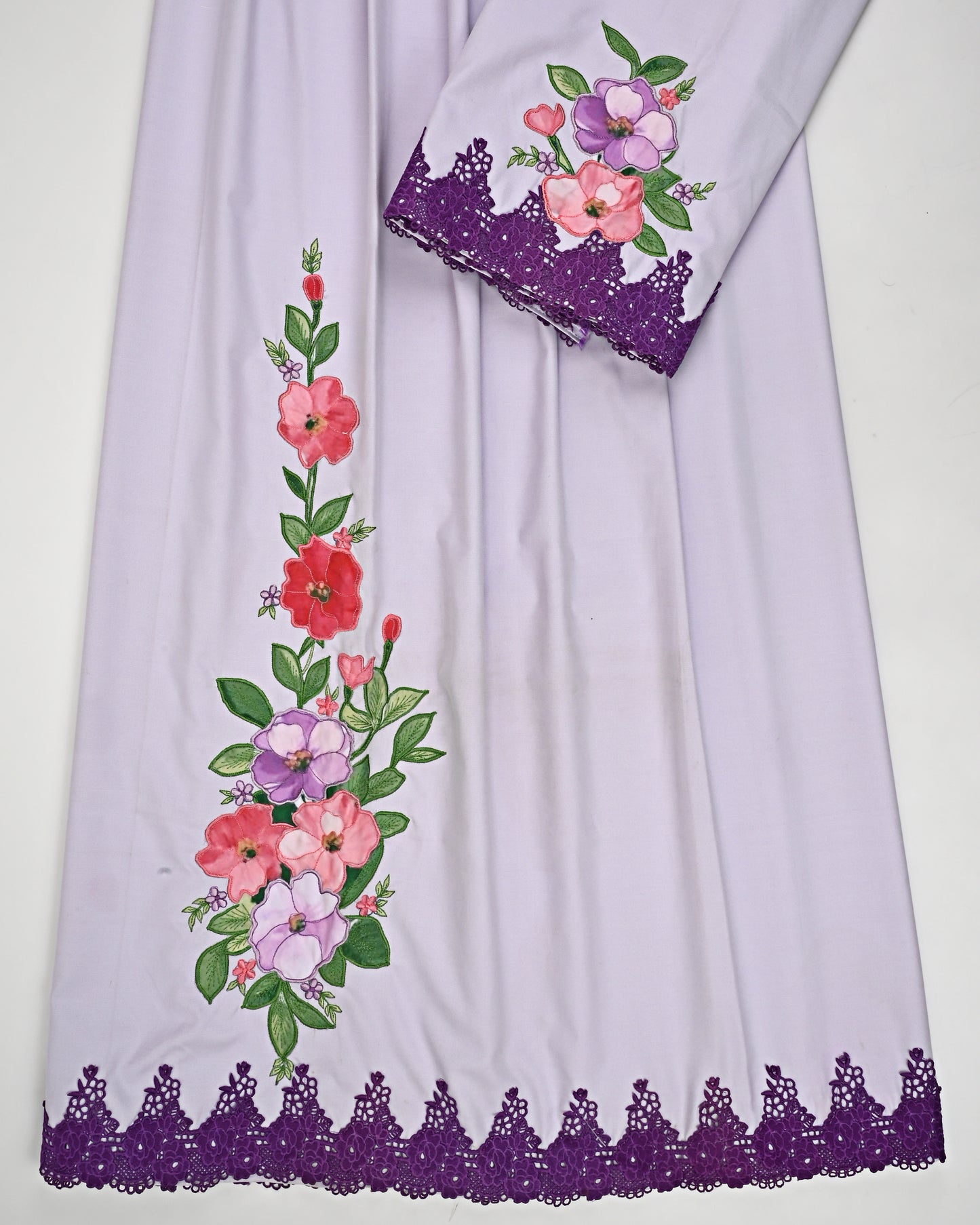 Lilac Rida With Smart Floral Panel & Smart Lace