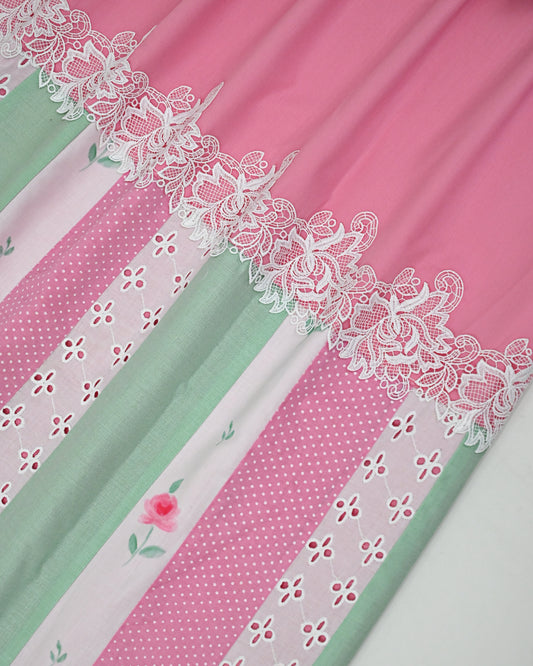 Brink Pink Rida With Smart Lace & Smart Different Patta Pattern